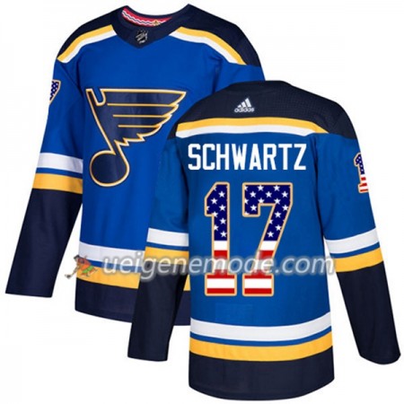 Herren Eishockey St. Louis Blues Trikot Jaden Schwartz 17 Adidas 2017-2018 Blue USA Flag Fashion Authentic